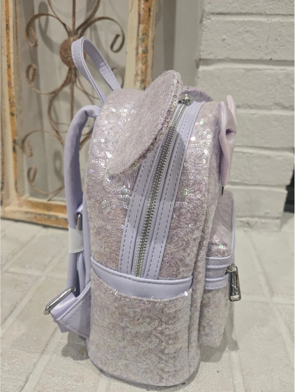 Disney Parks Loungefly Sequined Lavender Mini Backpack